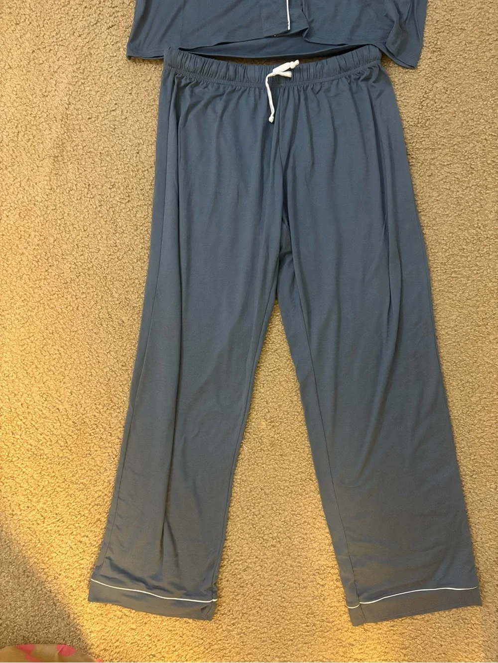 Born Navy Blue Long Sleeve Button Pajama Set with Contrast Piping